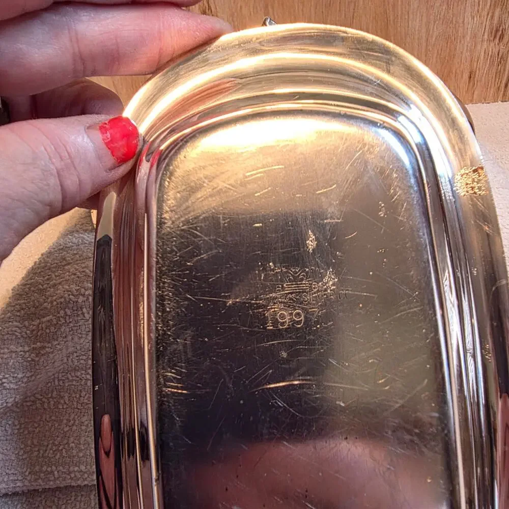 Vintage Wm. Rogers Silver Plated butter dish distinctive crown hallmark